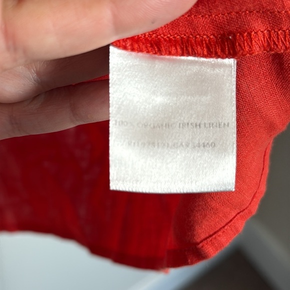 Eileen Fisher Red Organic Irish Linen Button Down Shirt Size Large - Picture 3 of 5